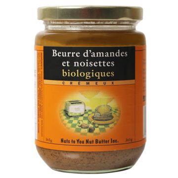 Beurre d'amandes et de noisettes biologiques crémeux  