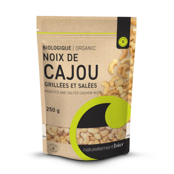 Noix de cajou grillées et salées biologiques