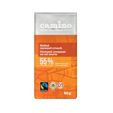 Fairtrade Organic 55% Dark Chocolate Bar with Crunch Sea Salt Caramel