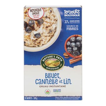 Organic instant oatmeal - Blueberry, cinnamon & flax