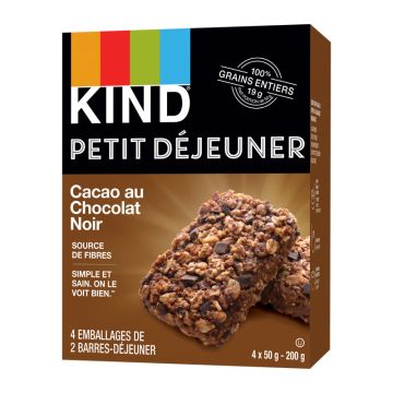 Barre Déjeuner sans gluten - Cacao au chocolat noir