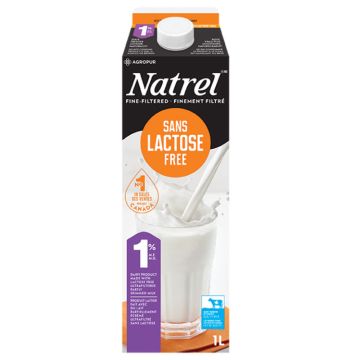 Lait 1% finement filtré sans lactose