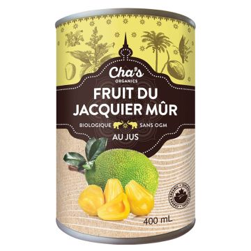 Morceaux de fruit du jacquier mûr au jus biologiques