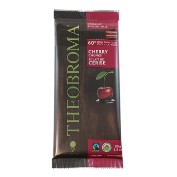 Barre chocolat noir 60% éclats cerise biologique équitable