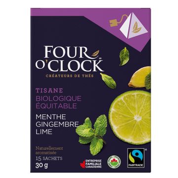 Tisane menthe gingembre lime biologique équitable