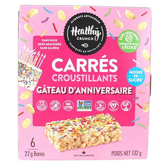 Carrés croustillants Gâteau d’anniversaire, de Healthy Crunch Carrés croustillants Gâteau d’anniversaire, de Healthy Crunch