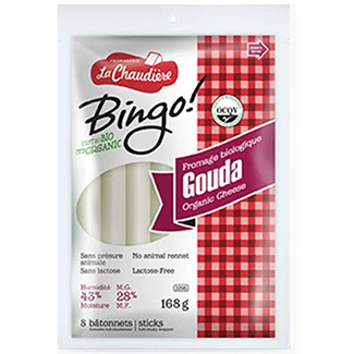 Bâtonnets de fromage biologique Bingo Gouda, de la Fromagerie La Chaudière Bâtonnets de fromage biologique Bingo Gouda, de la Fromagerie La Chaudière