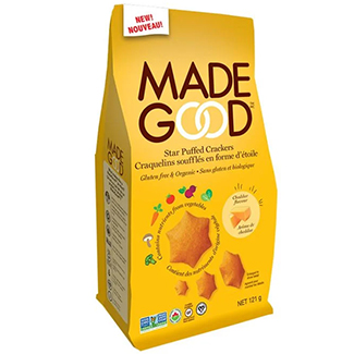 Craquelins soufflés biologiques arôme cheddar, de Madegood Craquelins soufflés biologiques arôme cheddar, de Madegood